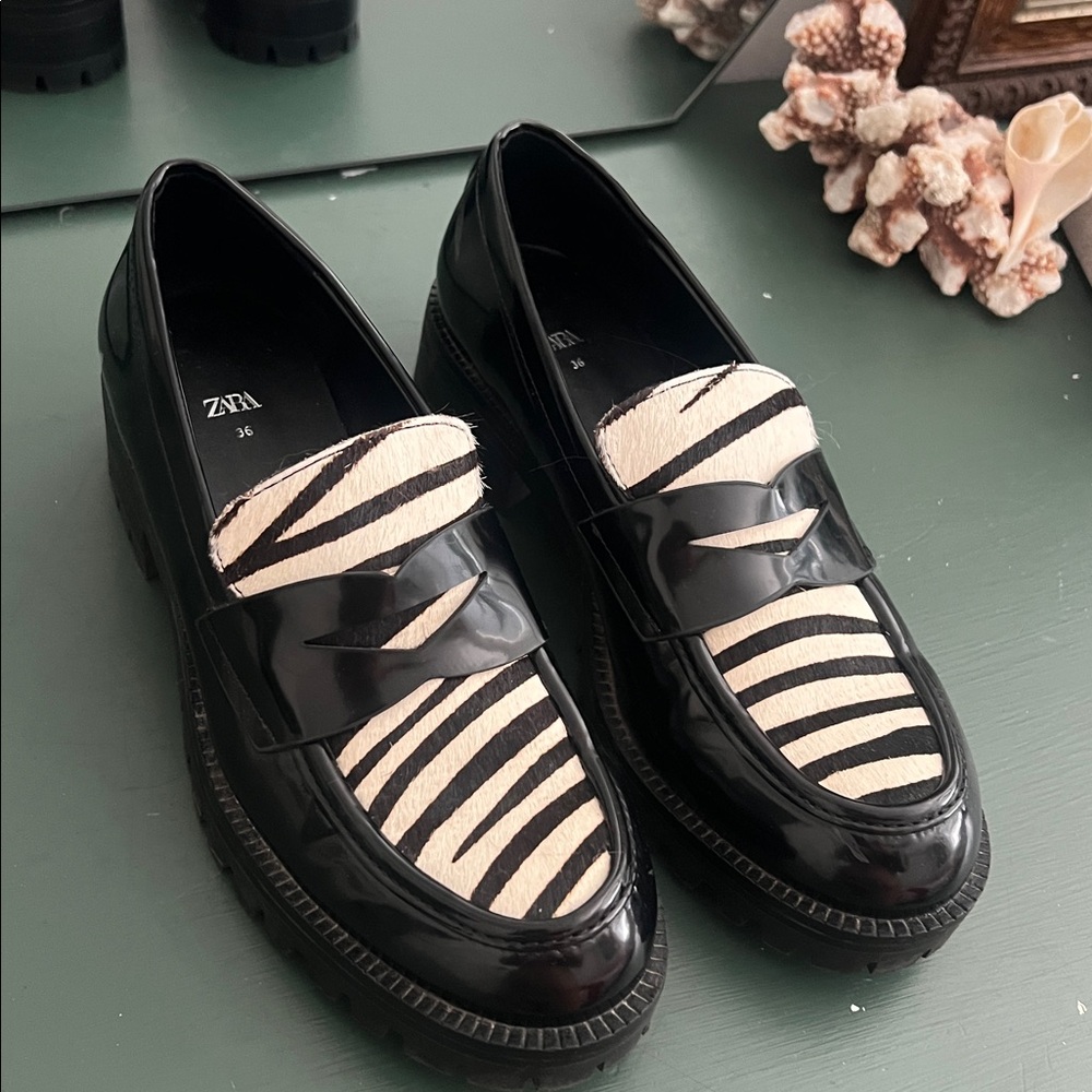Zara zebra loafers